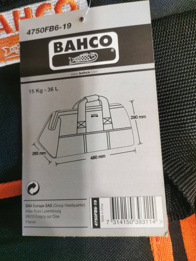 Çantë mjetesh Bahco 4750FB6-19, 48 cm, kapacitet 36 L, e zezë