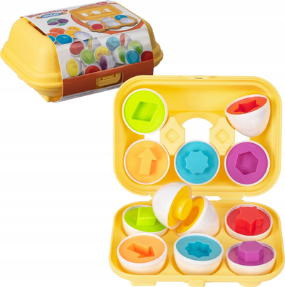 Lodër edukative Norimpex Eggs, 6 vezë plastike, për mësu formash dhe ngjyrash, shumëngjyrëshe