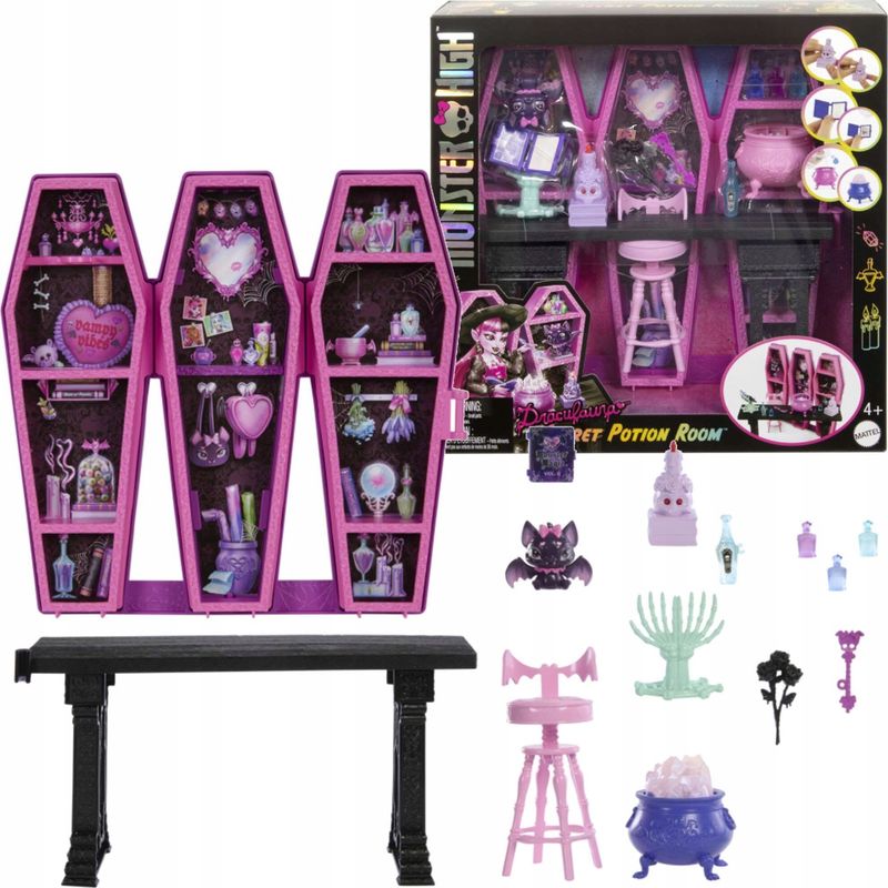Set loje Monster High Draculaura Secret Potion Room, dhomë magjish, me aksesorë