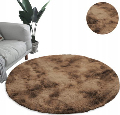 Tapet rrumbullak Shaggy Ombre Strado, 160x160 cm, Ombre kafe