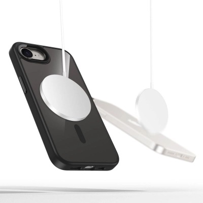 Калуст за телефон Tech-Protect Magmat MagSafe, за iPhone 16E, магнетен, црн проѕирен