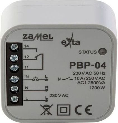 Rele bistabile Zamel PBP-04, montim nën suva, 230V AC, 10A, e bardhë