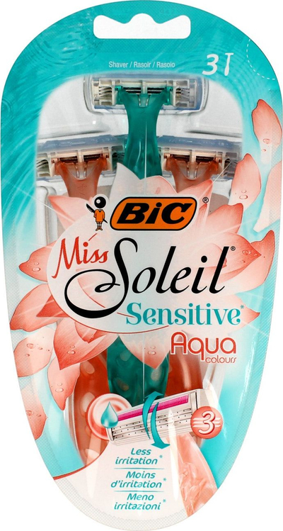 Brisk rroje për femra Bic Miss Soleil Sensitive, 3 tehe, 3 copë