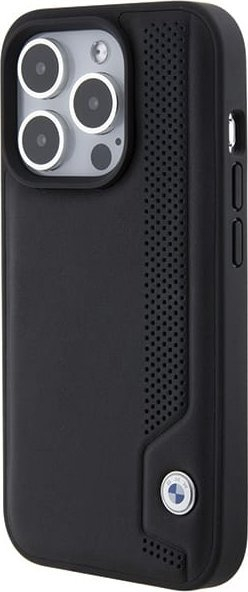 Kuti mbrojtëse BMW BMHCP15X22RBDK për iPhone 15 Pro Max, lëkurë eco, e zezë