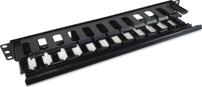 Panel për rregullim kabllosh LevelOne Equip 327318, 19", për rack, i zi