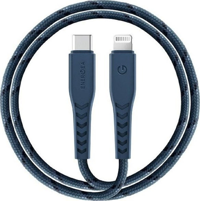 Kabllo USB Energea Nyloflex, USB C me Lightning, 1.5m, blu