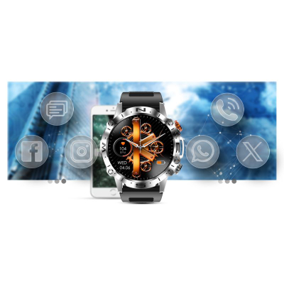 Ora e zgjuar Mski Gravity GT20 4, ekran 1.43\" AMOLED, Bluetooth Call, argjendt me rrip portokalli