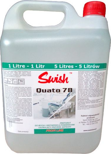 Дезинфициенс за површини Swish Quato 78 Plus, раствор за миење и дезинфекција, 5L, проѕирен
