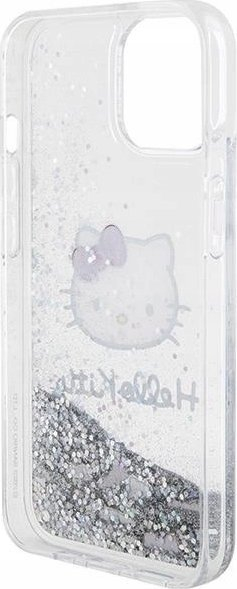 Mbulesë telefoni Hello Kitty HKHCP14SLIKHET për iPhone 14 6.1", hardcase TPU, efekt liquid glitter, argjend