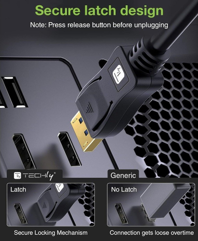 Kabllo Techly DisplayPort 2.1, 4K, 3m, e zezë