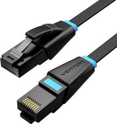 Kabllo rrjeti Vention Flat Cat.6 UTP, 40m, RJ45, e zezë