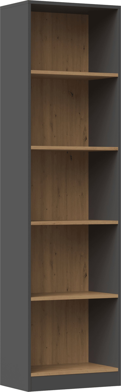 Raft librash Topeshop SHELF R50, 5 rafte, material druri, antracit dhe lisi artisan