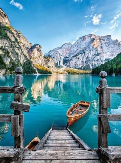 Puzzle Clementoni Braies Lake, 500 pjesë, 19" x 14", shumëngjyrësh