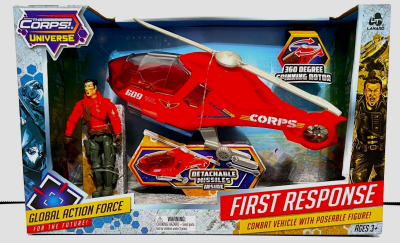 Set lodrash The Corps! Universe First Response, helikopter shpëtimi, ushtar lodër, i kuq