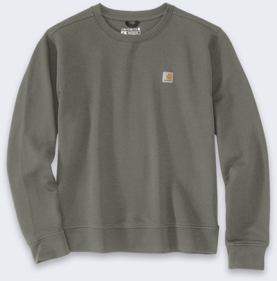 Bluza Carhartt Relaxed Fit French Terry, crewneck, për gra, XL, ngjyrë ulliri