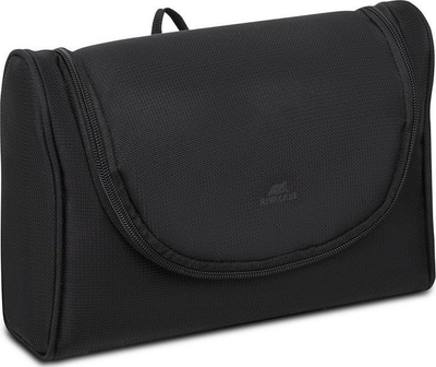 Çantë tualeti për udhëtim Rivacase Tegel ECO 8407, material RPET, me grep për var, e zezë