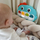 Lodër piano për bebe Woopie Baby Dino, 4 taste, me drita e muzikë, ngjyrë blu