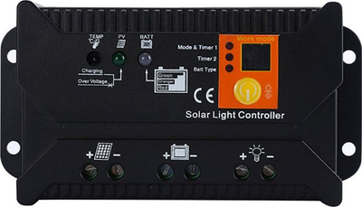 Сончев контролер PWM SOL-20S, 12/24V, 20A, црн