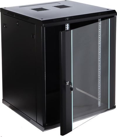 Kabinet rrjeti muri Delta EPRADO R19 15U 600mm, xham i tejdukshëm, i zi