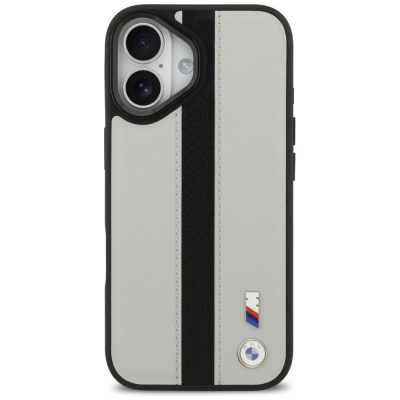 Këllëf telefoni BMW M Perforated Stripe MagSafe për iPhone 17, eko lëkurë, përputhet me MagSafe, gri