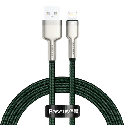 Kabllo karikimi Baseus CAFULE USB A në Lightning, 1 m, 2.4A, jeshile