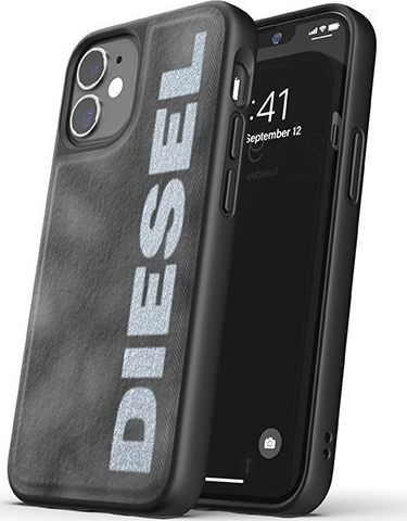 Футрола за телефон Diesel Moulded Case Bleached Denim, за iPhone 12 mini, силикон TPU, сива и бела