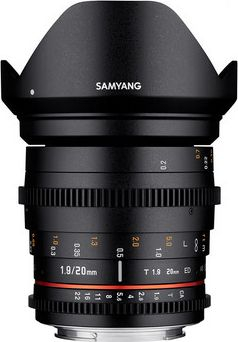 Objektiv Samyang 20mm T1.9 VDSLR, Micro Four Thirds, ngjyrë e zezë