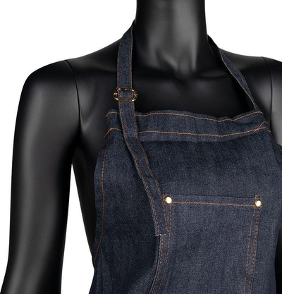 Përparëse berberi Bb-05, material xhins, madhësi universale, blu