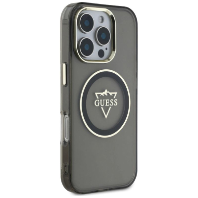 Kapak telefoni Guess Logo MagSafe, për iPhone 16 Pro Max, TPU me polikarbonat, i zi