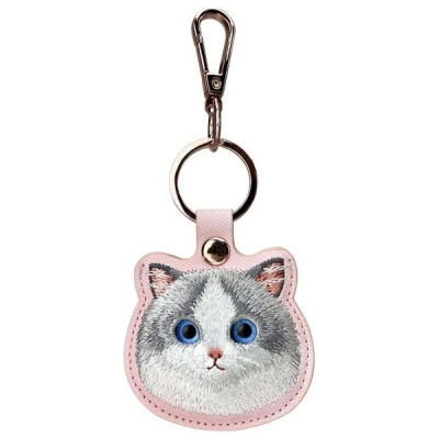 Set aksesorësh telefoni Nimmy Big Eyed Cat, çantë telefoni-portofol edhe mbajtëse për locator, rozë