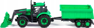 Lodër traktor Polesie Progress, me rimorkio dhe kovë, 44cm, jeshil