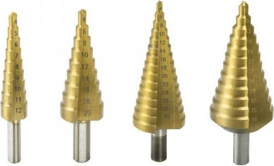 Stërvitëse me shumë shkallë për metal DEDRA HSS TiN, 4–30 mm, e artë