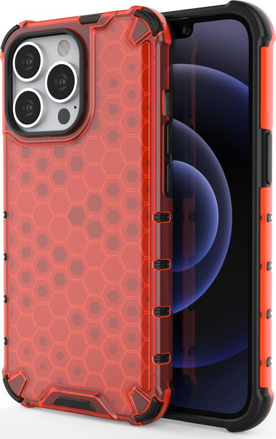 Mbulesë telefoni Hurtel Honeycomb, iPhone 13 Pro, xhel TPU, e kuqe