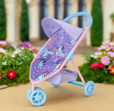 Karrocë lodër për kukulla Bluey Jogger, me rrota të lëvizshme, dorezë e rehatshme, shumëngjyrëshe