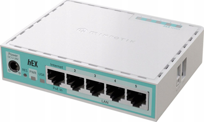 Router me kabllo Mikrotik hEX, 5x Gigabit Ethernet, USB, i bardhë