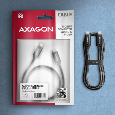 Kabllo Axagon USB-C, 240W, 1m, e zezë