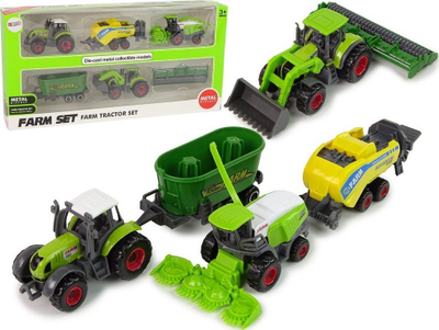 Set lodrash bujqësore Leantoys Farm Set, 6 makina ferme, metal die cast, shumëngjyrësh