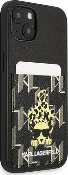 Këllëf telefoni Karl Lagerfeld Karlimals Cardslot, për iPhone 13 6.1", hardcase, i zi