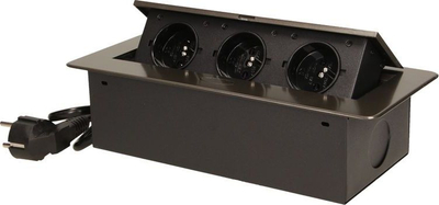 Prizë e integruar mobiljeje 3x2P+E, skaj i sheshtë, kabllo 1.5m, grafit