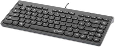 Tastierë Manhattan Slim Wired USB Mini, me kabllo USB A, 82 taste, e zezë