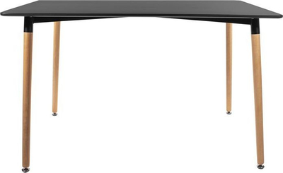 Tavolinë Adria 120 x 80 cm, MDF, këmbë dru ahu, e zezë