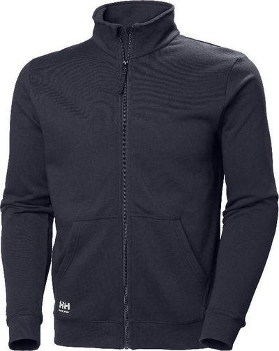 Bluzë Helly Hansen Manchester Zip 591, pambuk 100%, me zingjir komplet, navy e errët