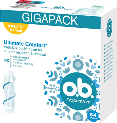 Tampona higjenikë o.b. Pro Comfort Normal, pako me 64 copë, të bardhë