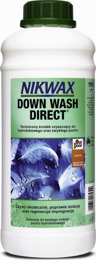 Detergjent teknik për puh Nikwax Down Wash Direct, 1L, për xhupa dhe paisje, i bardhë