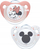 Biberon qetësues NUK Disney Mickey, silikon, 0–6 muajsh, set me 2 copë, rozë me të bardhë