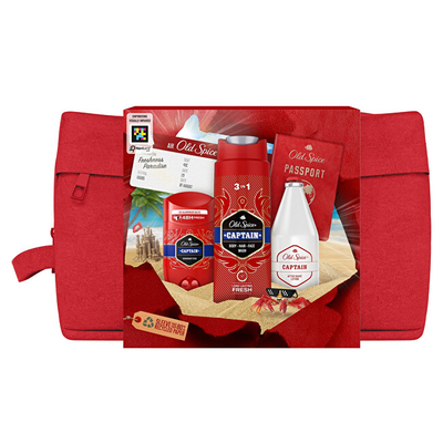 Set për meshkuj Old Spice Captain Body Care, xhel dushi 250 ml + losion pas rroje 100 ml + deodorant stick 50 ml