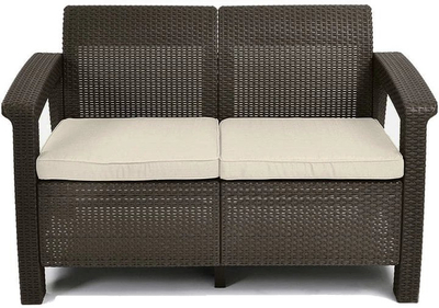 Divan dopio Keter Corfu Love Seat, për ambient të jashtëm, kafe