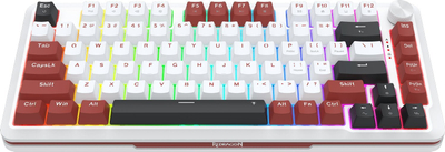 Tastierë mekanike Redragon K721WRB RGB, 75%, hot swap, e bardhë e kuqe e zezë