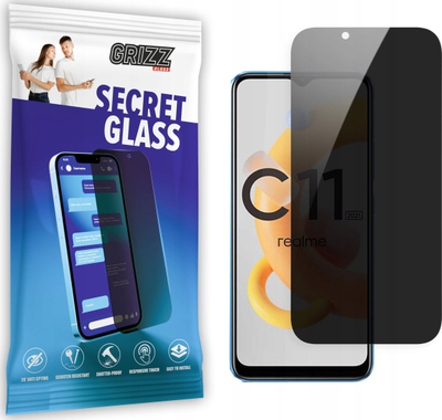 Qelq Mbrojtës Privacy Grizz SecretGlass për Realme C11, rezistent ndaj gërvishtjeve, i zi
