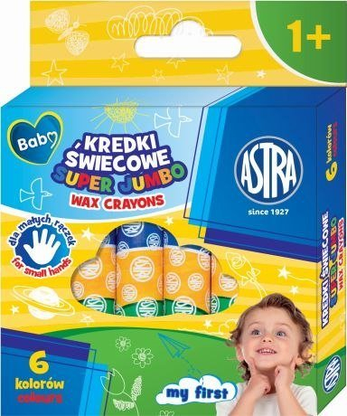 Kreda dylli Astra Baby Super Jumbo, 6 ngjyra, për kalamaj
